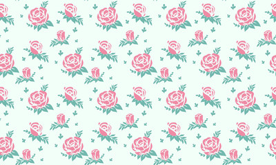 Beauty of pink rose flower pattern background for valentine, with leaf and flower design.