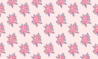 Unique and cute pink flower pattern background for valentine, with leaf and flower decor.