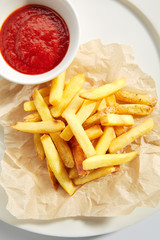 Fries or French Fries with Tomato Sauce Isolated