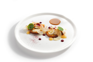 Round Brioche Toast with Camembert Cheese and Pear Slices