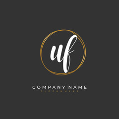 Handwritten initial letter U F UF for identity and logo. Vector logo template with handwriting and signature style.