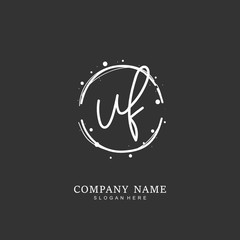 Handwritten initial letter U F UF for identity and logo. Vector logo template with handwriting and signature style.