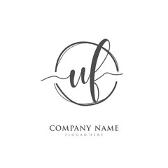 Handwritten initial letter U F UF for identity and logo. Vector logo template with handwriting and signature style.