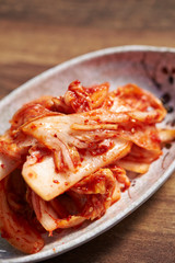 Kimchi, Korean spicy pickles on dish