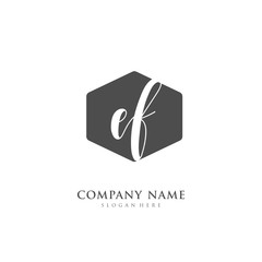 Handwritten initial letter E F EF for identity and logo. Vector logo template with handwriting and signature style.