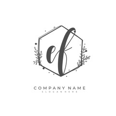 Handwritten initial letter E F EF for identity and logo. Vector logo template with handwriting and signature style.