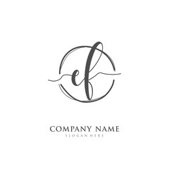 Handwritten initial letter E F EF for identity and logo. Vector logo template with handwriting and signature style.