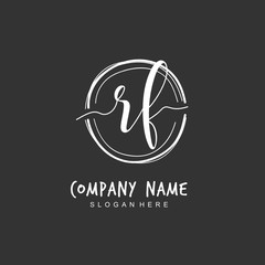 Handwritten initial letter R F RF for identity and logo. Vector logo template with handwriting and signature style.