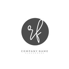 Handwritten initial letter R F RF for identity and logo. Vector logo template with handwriting and signature style.