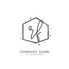 Handwritten initial letter R F RF for identity and logo. Vector logo template with handwriting and signature style.