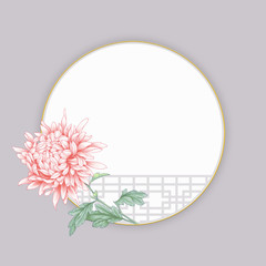 Illustration of chrysanthemum flowers. invitation card. Wedding invitation card template design Asian style.