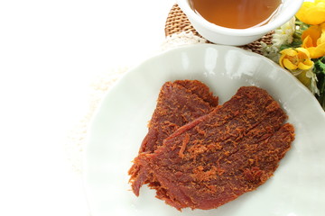 Taiwanese food, pork jerky spicy snack food