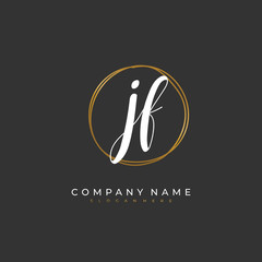 Handwritten initial letter J F JF for identity and logo. Vector logo template with handwriting and signature style.