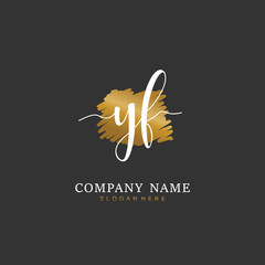  Handwritten initial letter Y F YF for identity and logo. Vector logo template with handwriting and signature style.