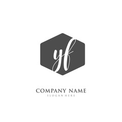  Handwritten initial letter Y F YF for identity and logo. Vector logo template with handwriting and signature style.