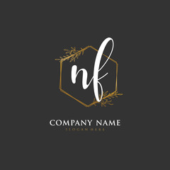  Handwritten initial letter N F NF for identity and logo. Vector logo template with handwriting and signature style.