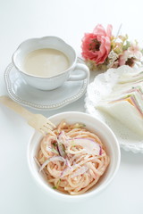 Japanese fusion pasta, Mentaiko Roe and mayonnaise spaghetti