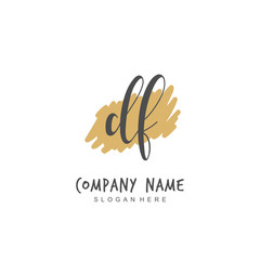 Handwritten initial letter D F DF for identity and logo. Vector logo template with handwriting and signature style.