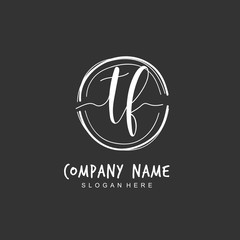 Handwritten initial letter T F TF for identity and logo. Vector logo template with handwriting and signature style.