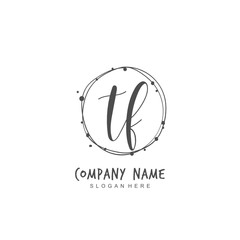 Handwritten initial letter T F TF for identity and logo. Vector logo template with handwriting and signature style.