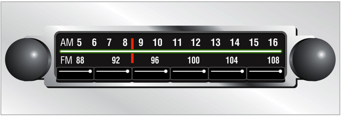 Classic AM FM car radio from the 1970s