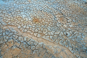 Textured, cracked and patterned  muddy ground in the Namaskard/Myvatn area in Icelandic nature....