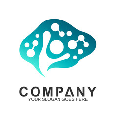 brain with children vector, smart kid logo, creative mind and education icon