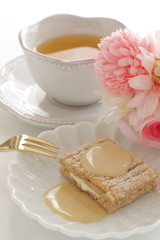  Condense milk and cookie on dish