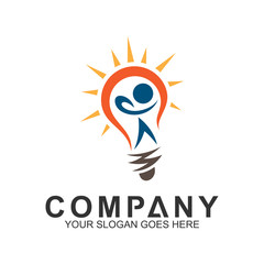 smart kids logo, people inside bulb logo vector, creative children icon
