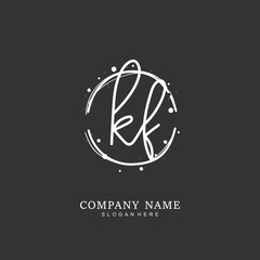 Handwritten initial letter K F KF for identity and logo. Vector logo template with handwriting and signature style.