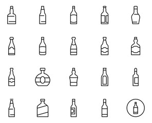 Alcohol line icon set - obrazy, fototapety, plakaty