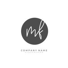 Handwritten initial letter M F MF for identity and logo. Vector logo template with handwriting and signature style.