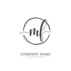 Handwritten initial letter M F MF for identity and logo. Vector logo template with handwriting and signature style.