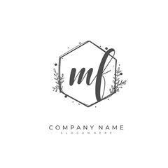 Handwritten initial letter M F MF for identity and logo. Vector logo template with handwriting and signature style.
