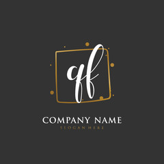 Handwritten initial letter Q F QF for identity and logo. Vector logo template with handwriting and signature style.