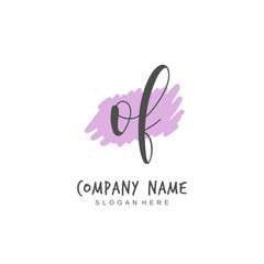 Handwritten initial letter O F OF for identity and logo. Vector logo template with handwriting and signature style.