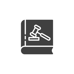 Cover Law book vector icon. filled flat sign for mobile concept and web design. Book with Gavel glyph icon. Law and justice symbol, logo illustration. Vector graphics