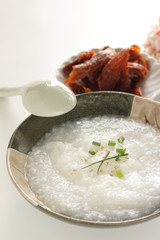 Taiwanese food, beef jerky and rice porridge