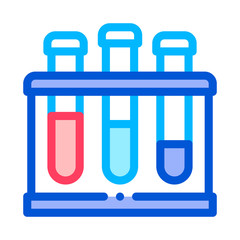Flask With Pathogen Analysis Vector Sign Icon Thin Line. Medical Pathogen Bacteria In Blood Linear Pictogram. Chemical Microbe Type Infection Microorganism Contour Illustration