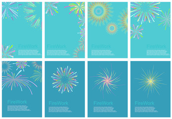 festival colorful fireworks and fireworks rockets for greeting card and party poster.Celebration and cheerful holiday
