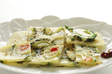 Korean food, summer bitter melon pancake 