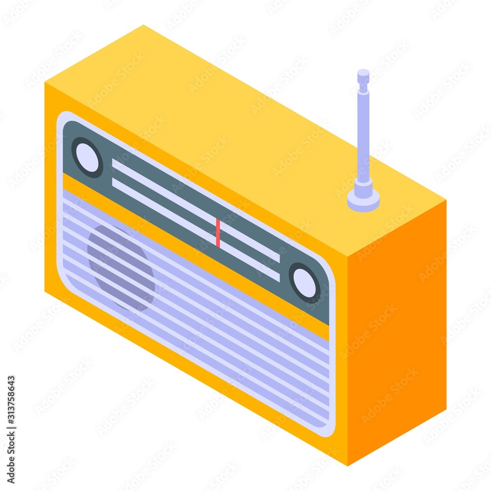 Poster radio icon. isometric of radio vector icon for web design isolated on white background
