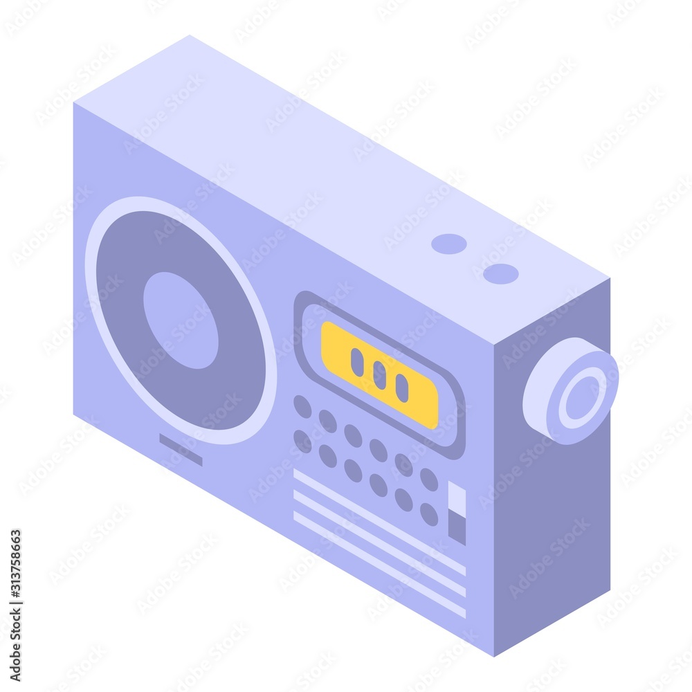 Poster radio station icon. isometric of radio station vector icon for web design isolated on white backgrou