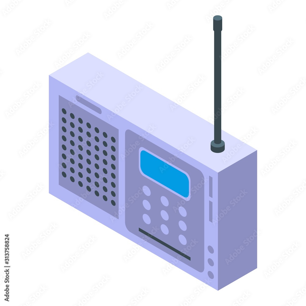 Poster digital portable radio icon. isometric of digital portable radio vector icon for web design isolated