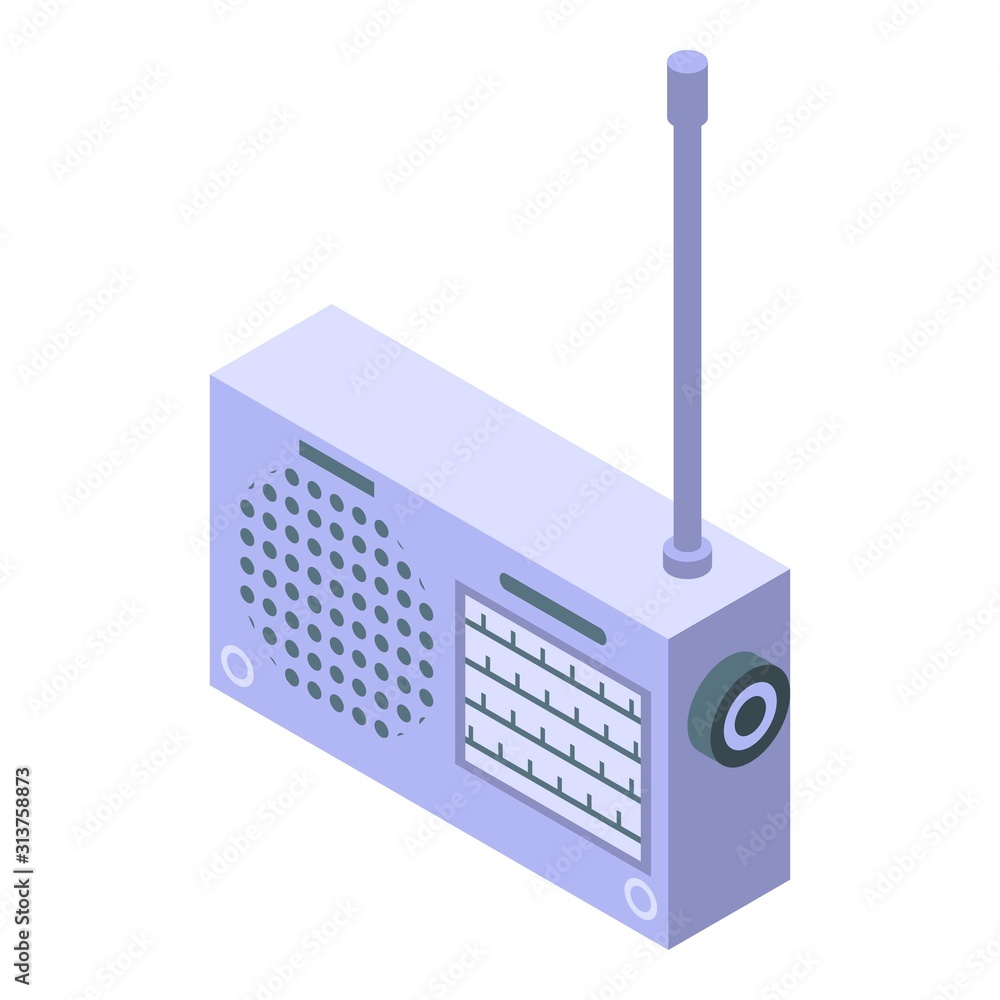 Poster radio receiver icon. isometric of radio receiver vector icon for web design isolated on white backgr