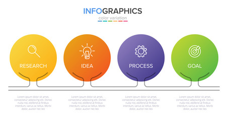 Infographic design with icons and 4 options or steps. Thin line vector. Infographics business concept. Can be used for info graphics, flow charts, presentations, web sites, banners, printed materials.