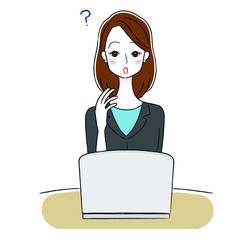 女性　ビジネスウーマン　パソコン　話す