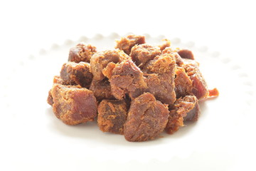 Chinese snack food, dried spicy beef cube for Taiwanese food