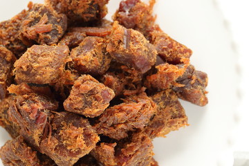 Chinese snack food, dried spicy beef cube for Taiwanese food