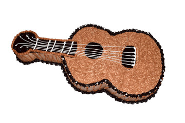 the design of brown color guitar cake